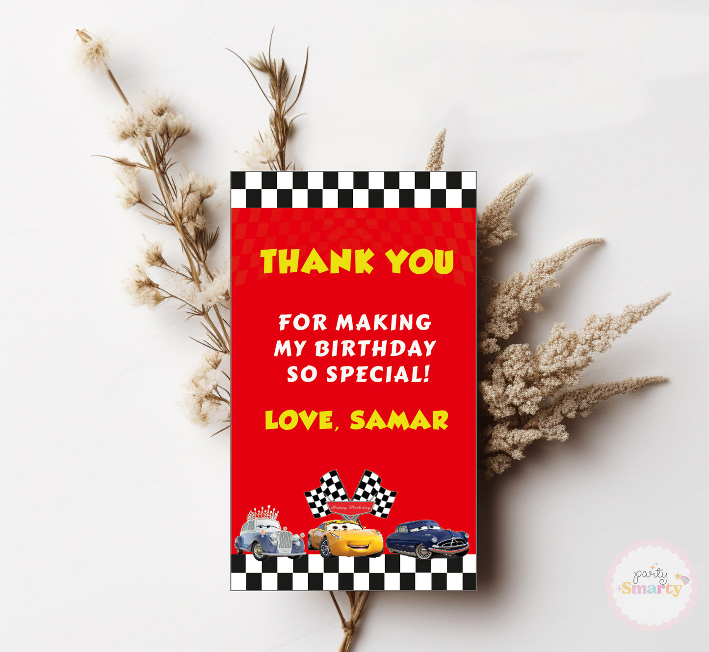 Disney Car Thank You Tags - Set of 22