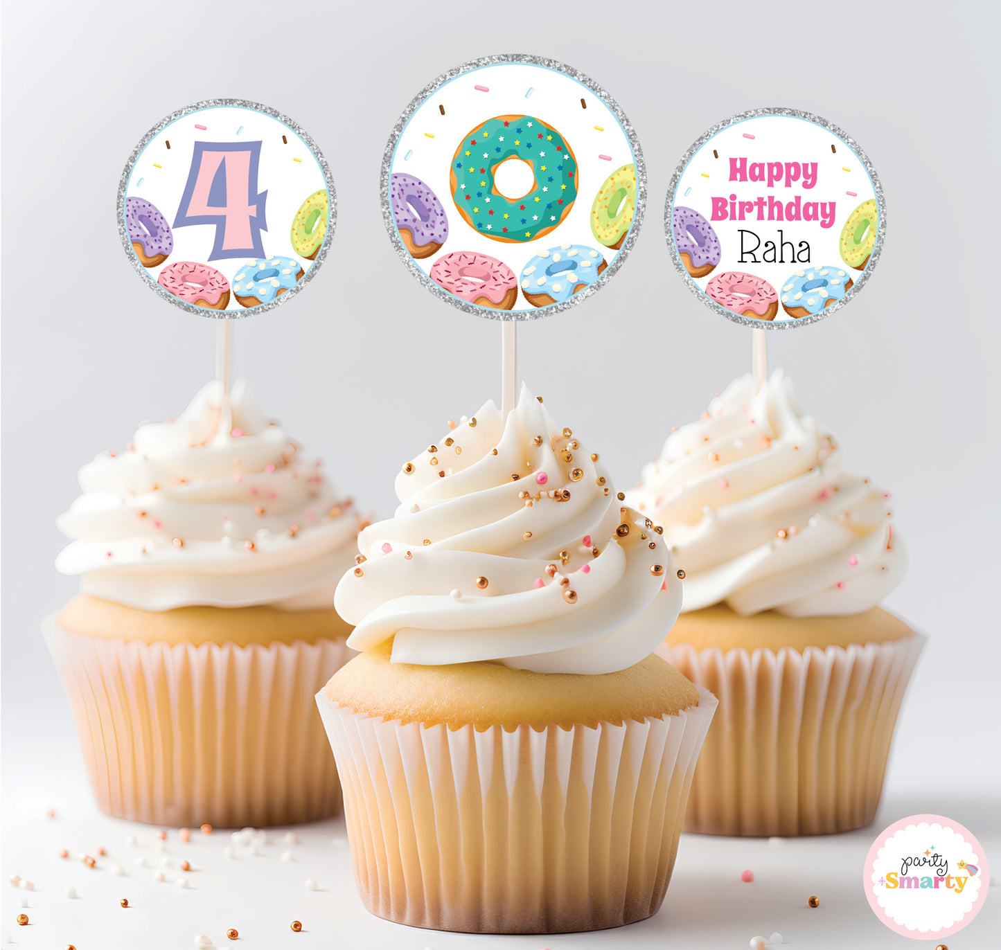 Donut Cupcake Toppers (Set Of 12)
