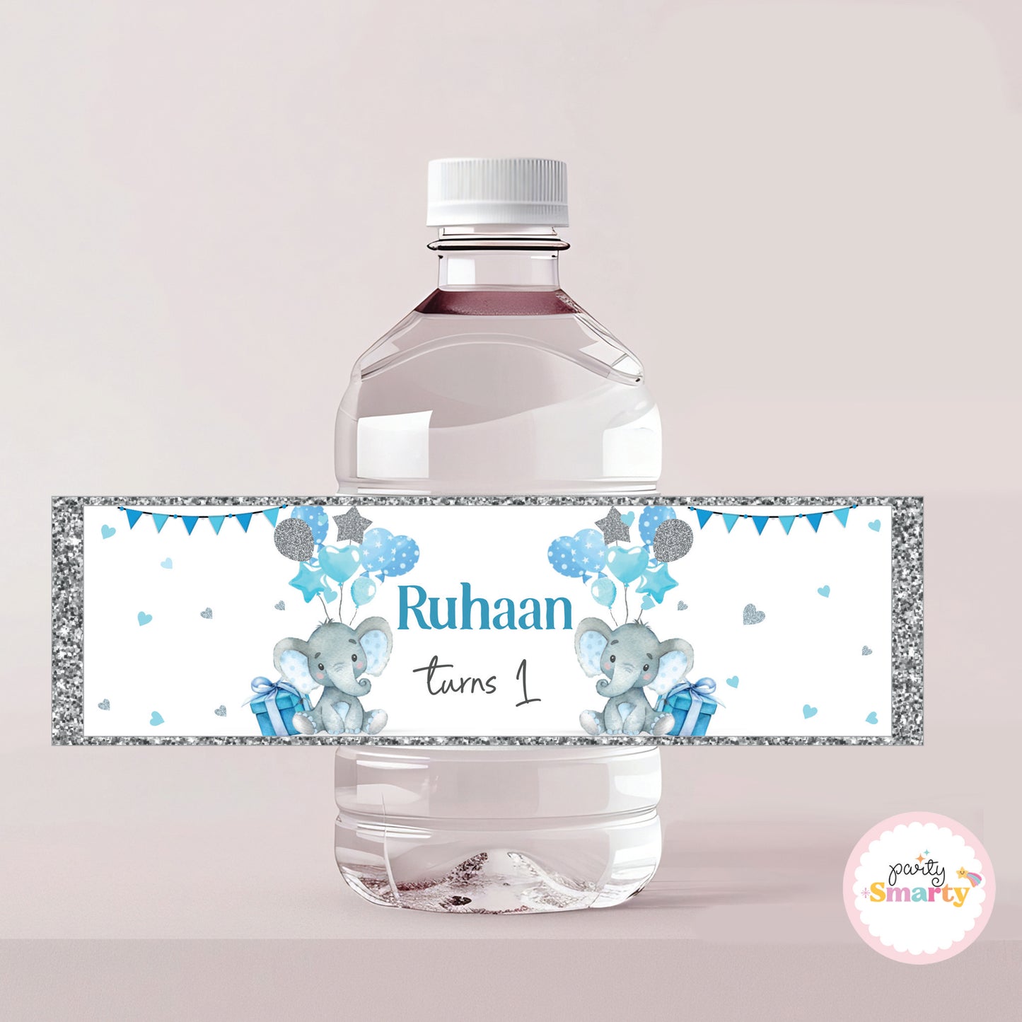 Elephant Blue Bottle Labels - Set of 10