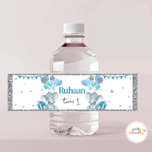 Elephant Blue Bottle Labels - Set of 10