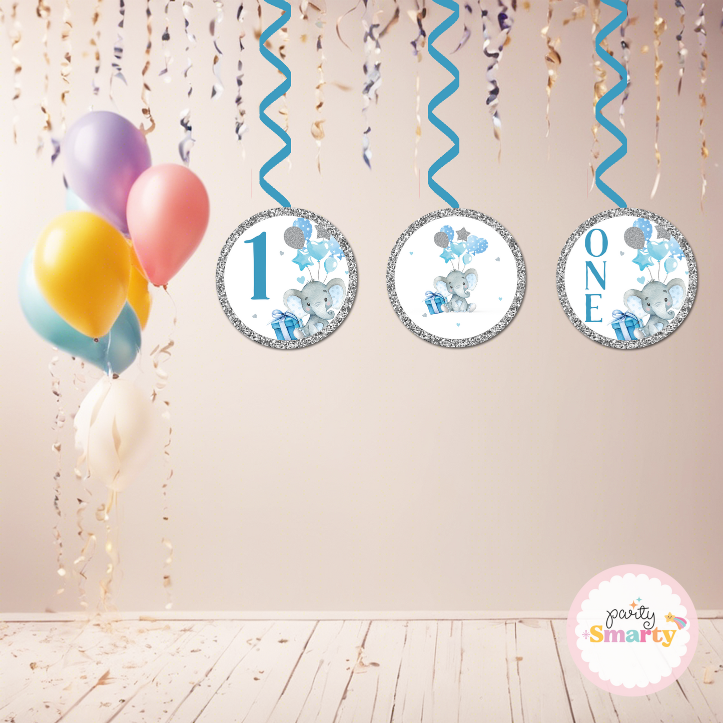 Elephant Blue Danglers - Set of 6