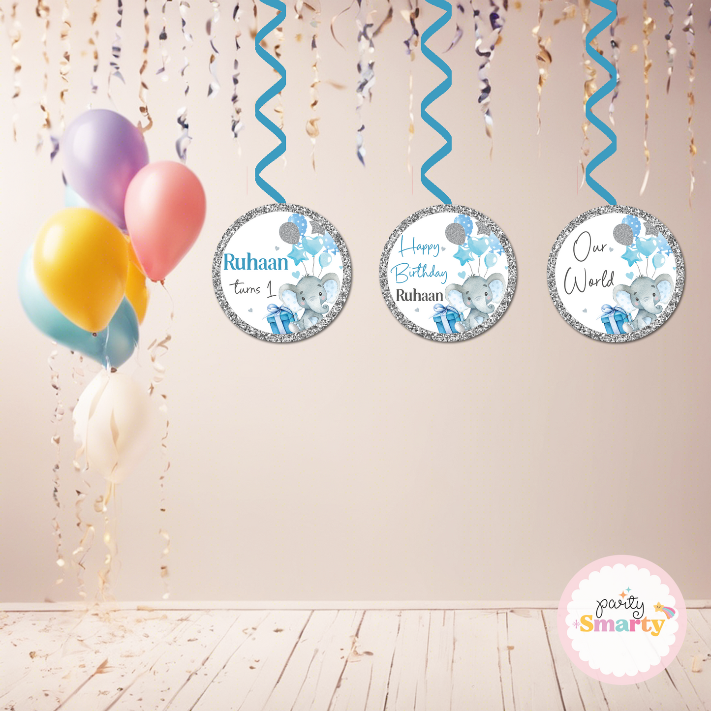 Elephant Blue Danglers - Set of 6