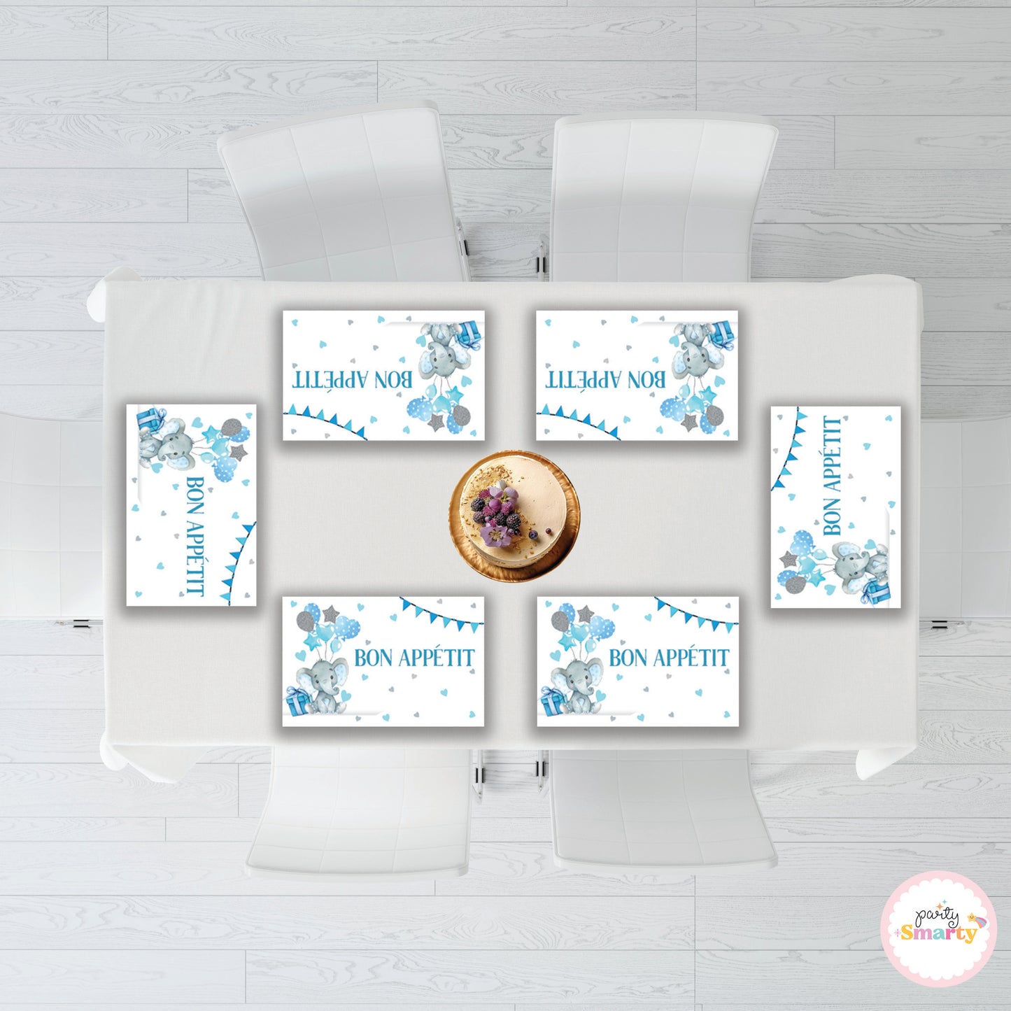 Elephant Blue Table Mats - Set of 6