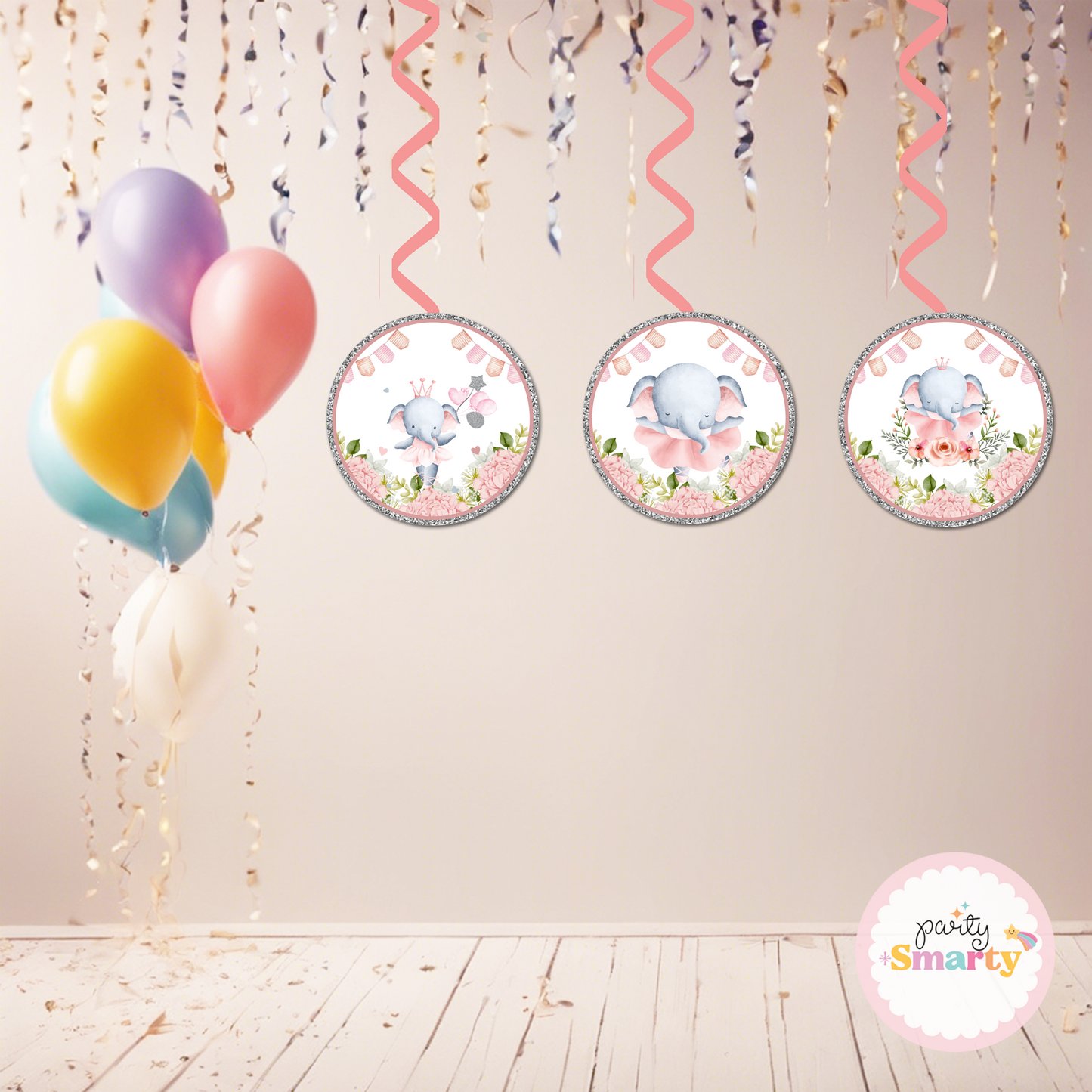 Elephant Pink Danglers - Set of 6