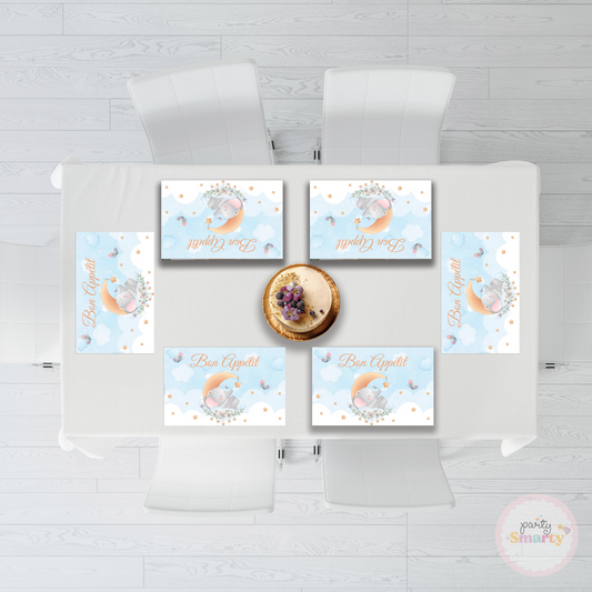 Elephant Baby Shower Table Mats - Set of 6