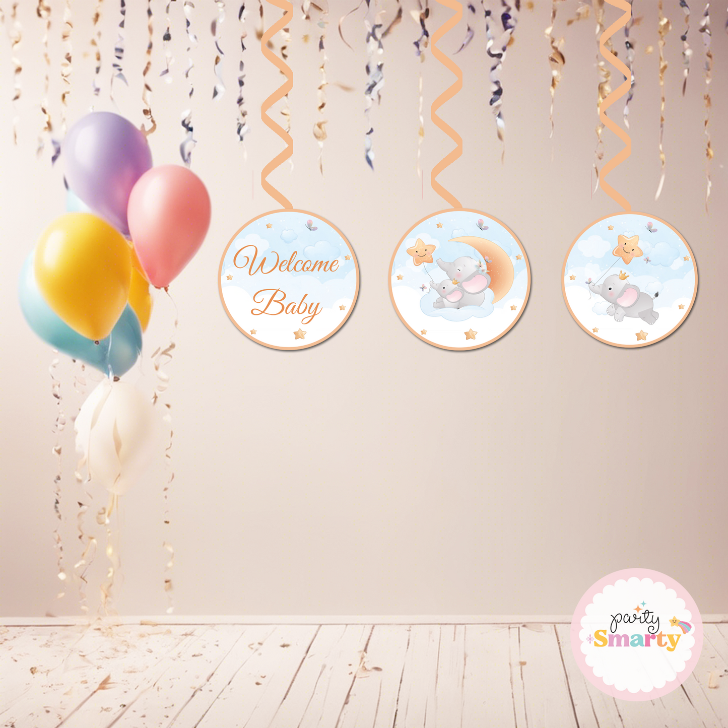 Baby Elephant - Baby Welcome Danglers - Set of 6