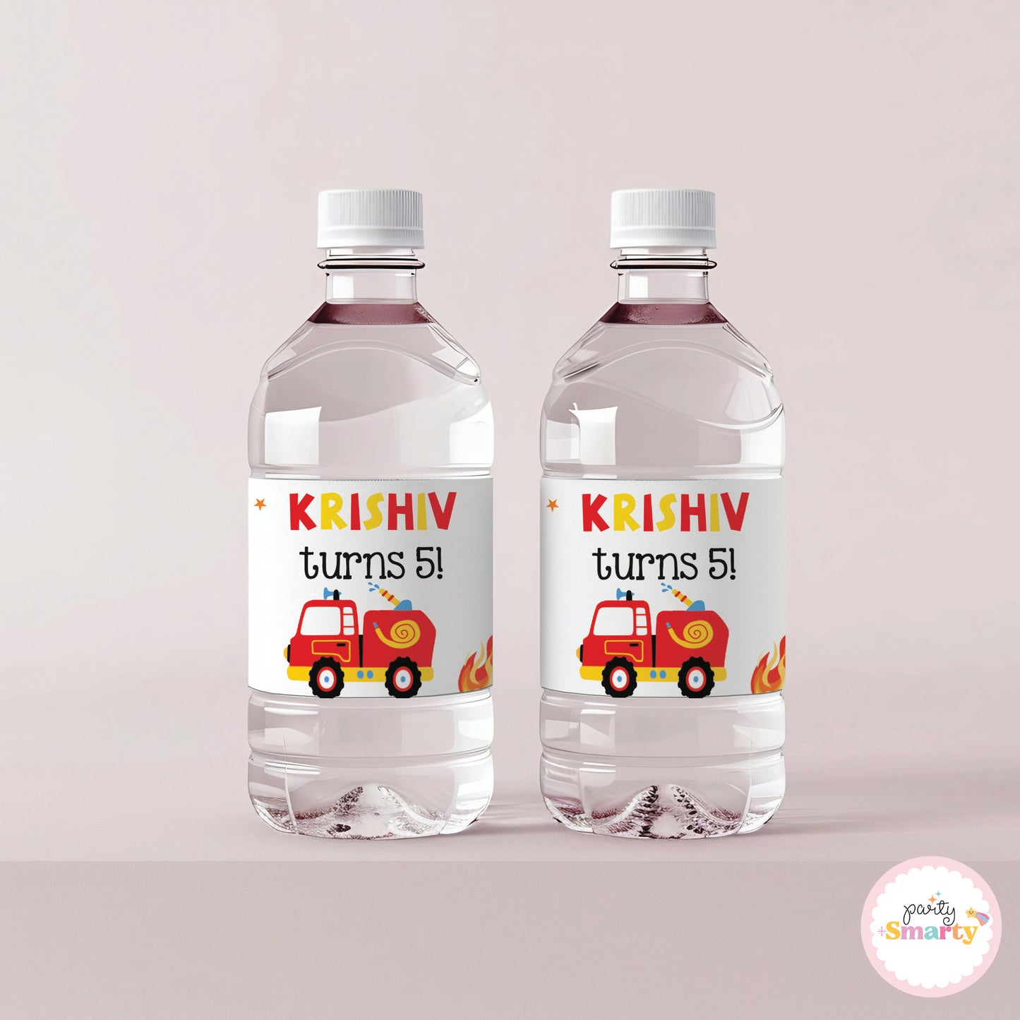 Firetruck Bottle Labels - Set of 10