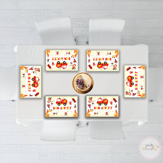 Firetruck Table Mats - Set of 6