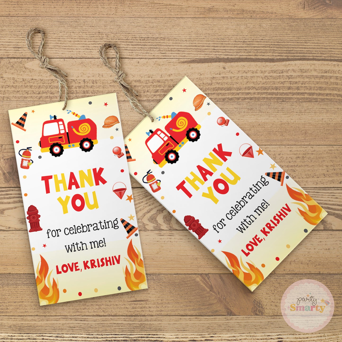 Firetruck Thank You Tags - Set of 22