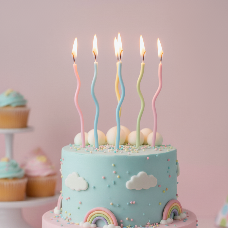 Pastel Spiral Colorful Candle Set (Pack Of 6)- Candles