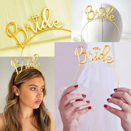 Metallic Gold Bride Hairband (Pack of 1)