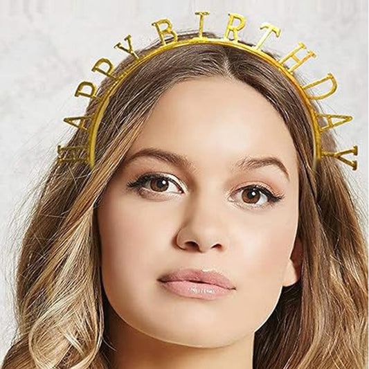 Metallic Gold Happy Birthday Hairband (Pack of 1)