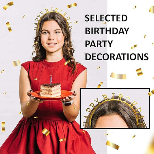 Metallic Gold Happy Birthday Hairband (Pack of 1)