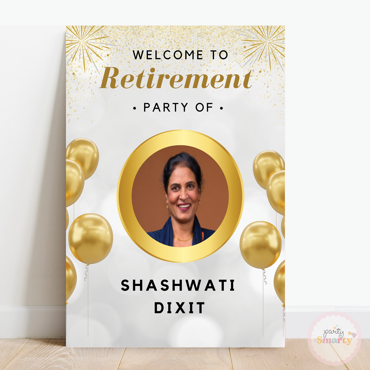 Gold and White Elegant Retirement Party Welcome Board