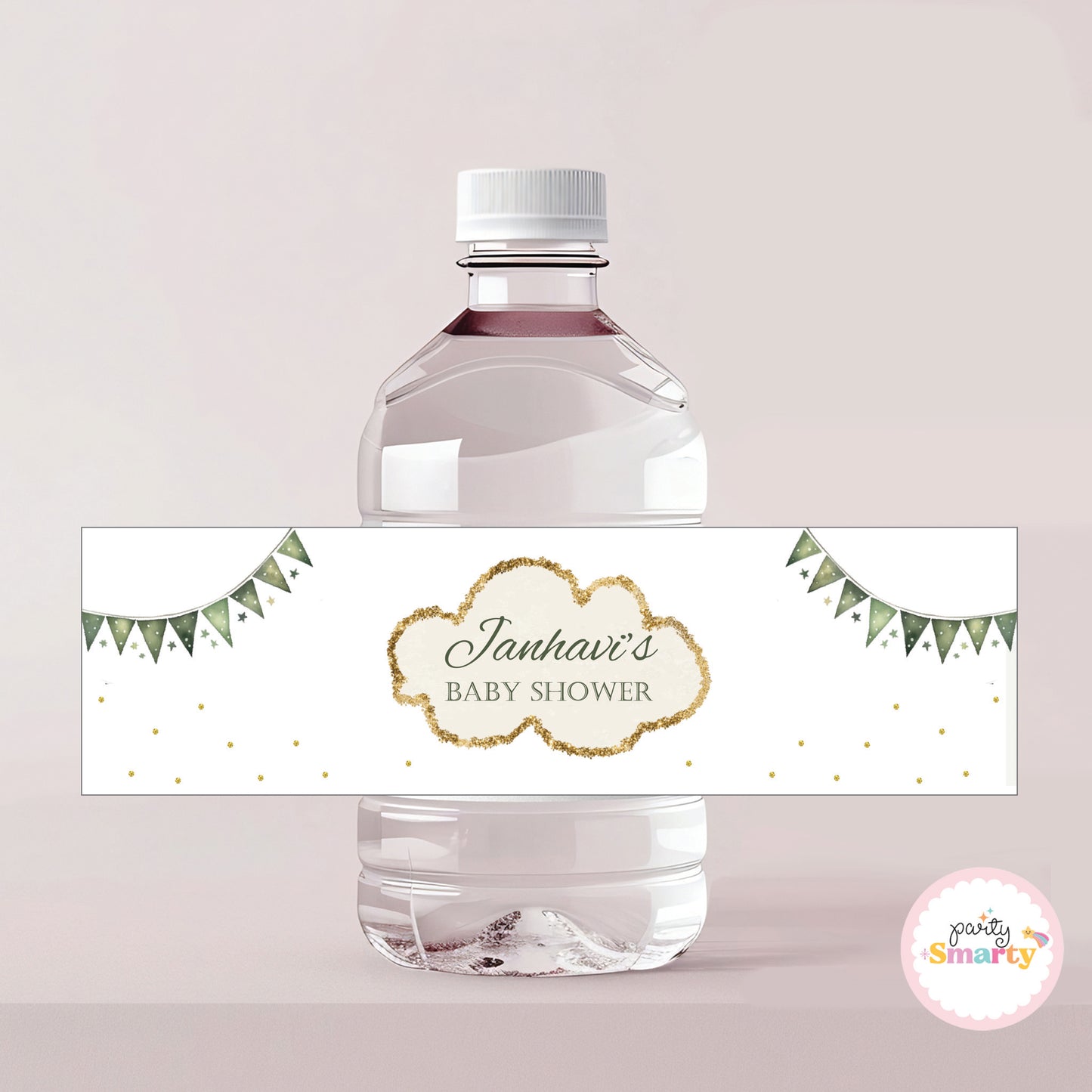 Green Teddy Baby Shower Bottle Labels - Set of 10