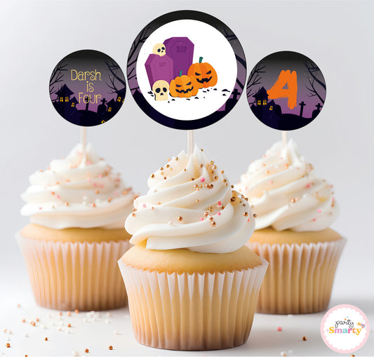 Halloween Birthday Cupcake Toppers (Set Of 12)