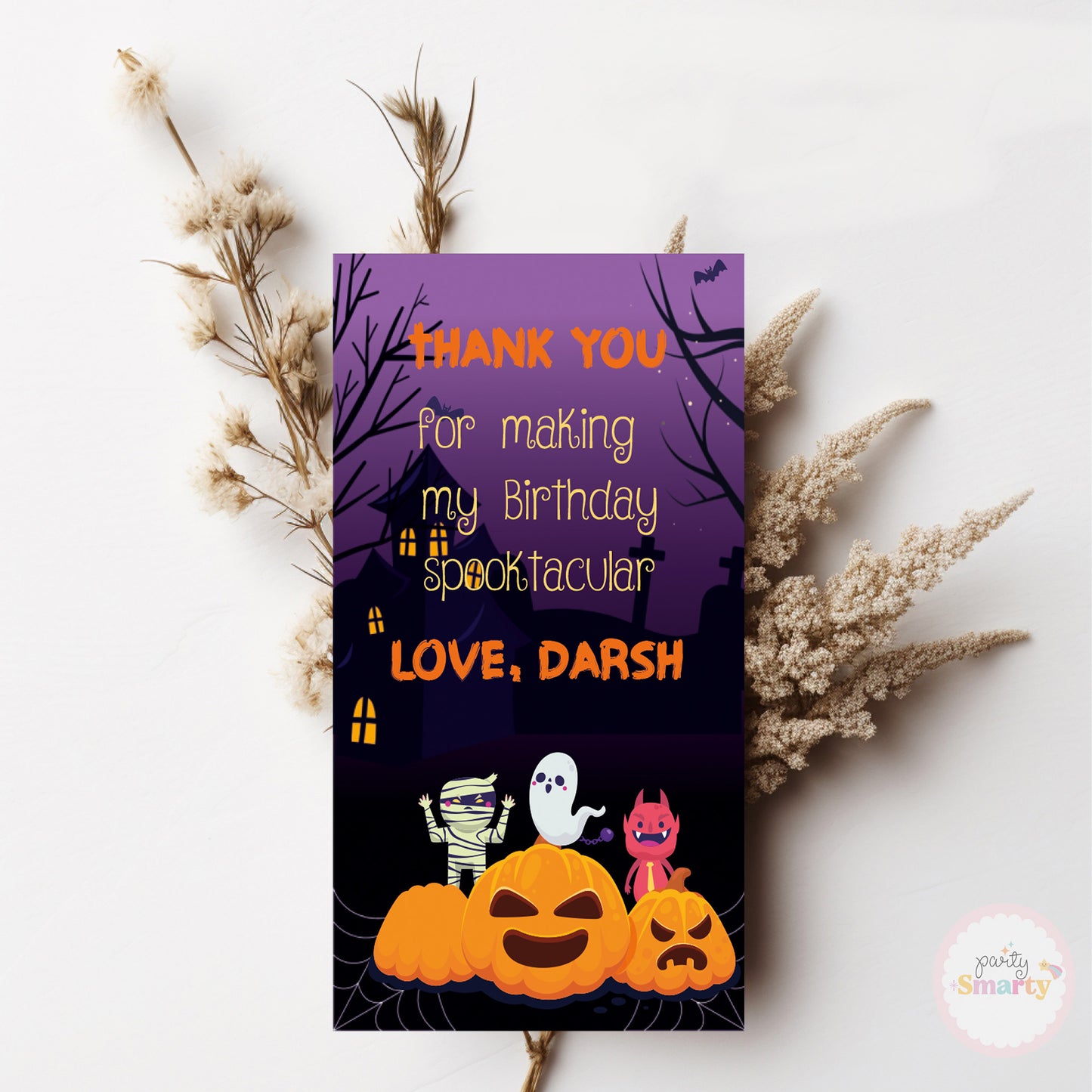 Halloween Birthday Thank You Tags - Set of 22