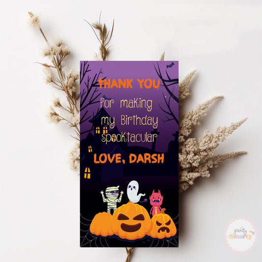 Halloween Birthday Thank You Tags - Set of 22