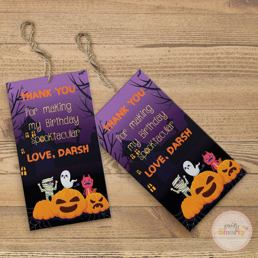 Halloween Birthday Thank You Tags - Set of 22