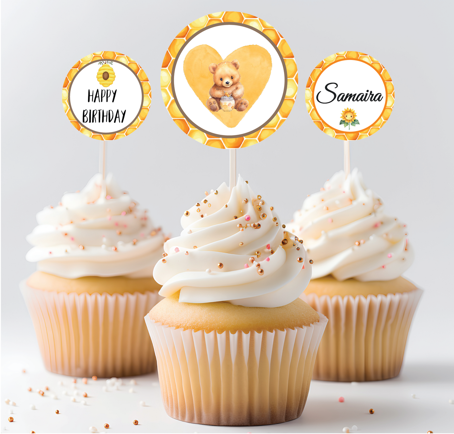 Honey Bee Cupcake Toppers (Set Of 12)