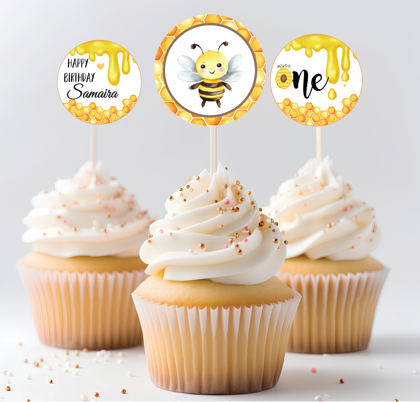 Honey Bee Cupcake Toppers (Set Of 12)