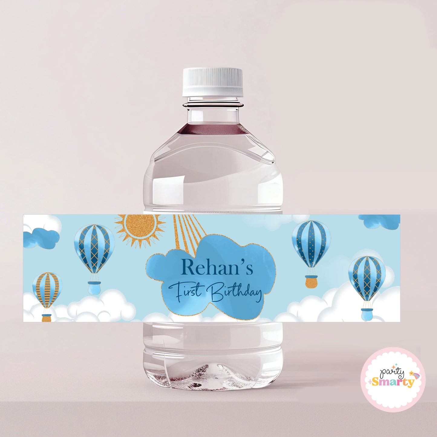 Hot Air Balloon Blue Bottle Labels - Set of 10