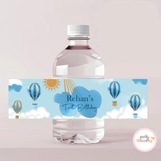 Hot Air Balloon Blue Bottle Labels - Set of 10