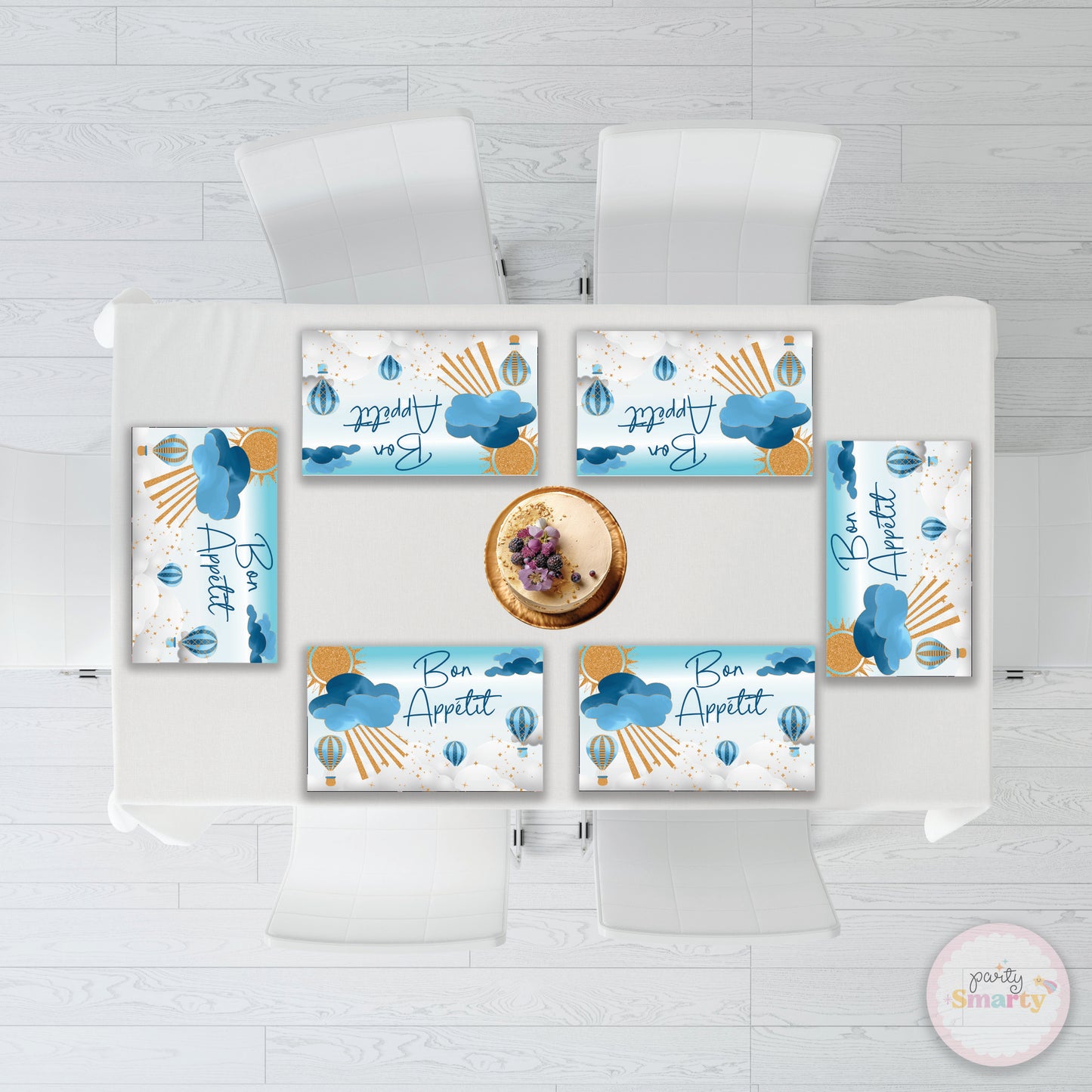 Hot Air Balloon Blue Table Mats - Set of 6