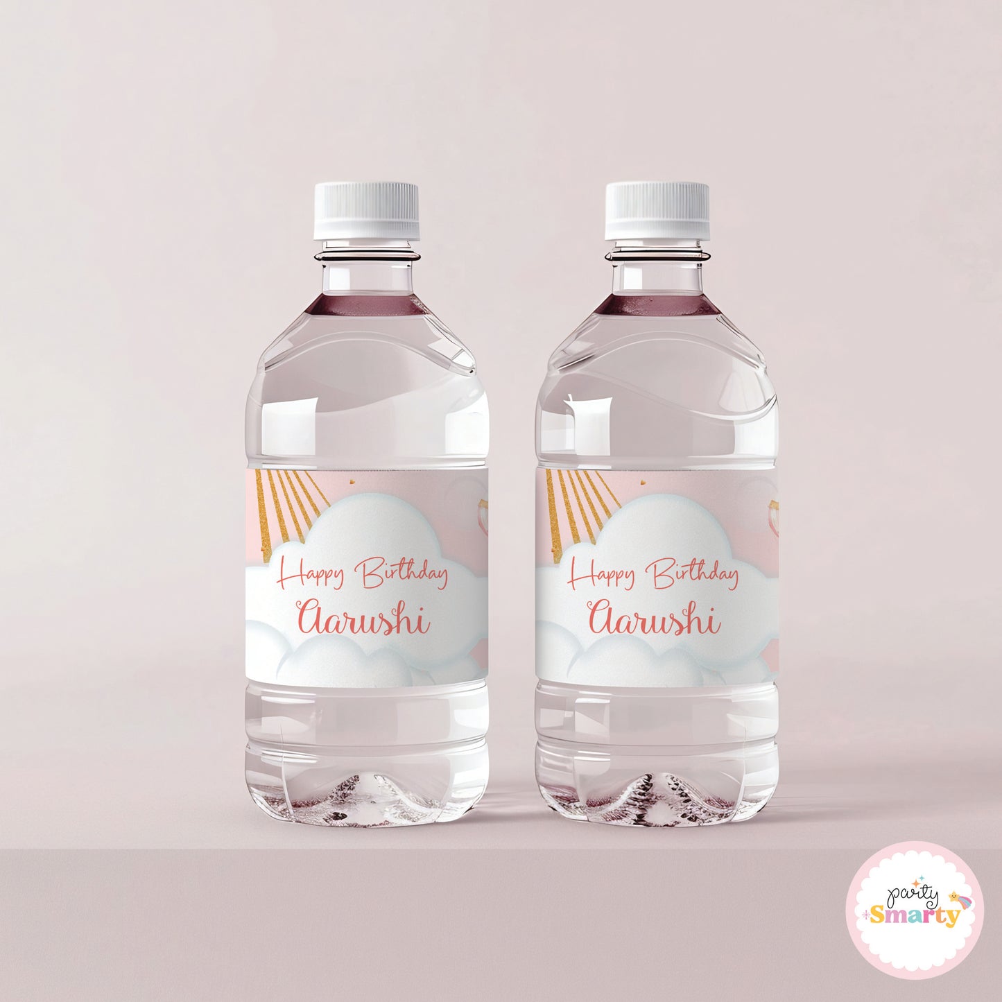 Hot Air Balloon Pink Bottle Labels - Set of 10