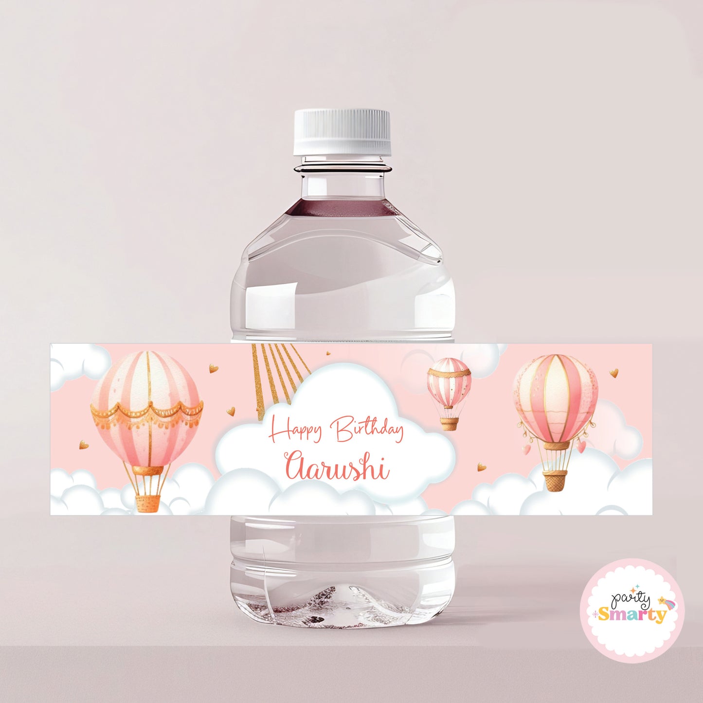 Hot Air Balloon Pink Bottle Labels - Set of 10