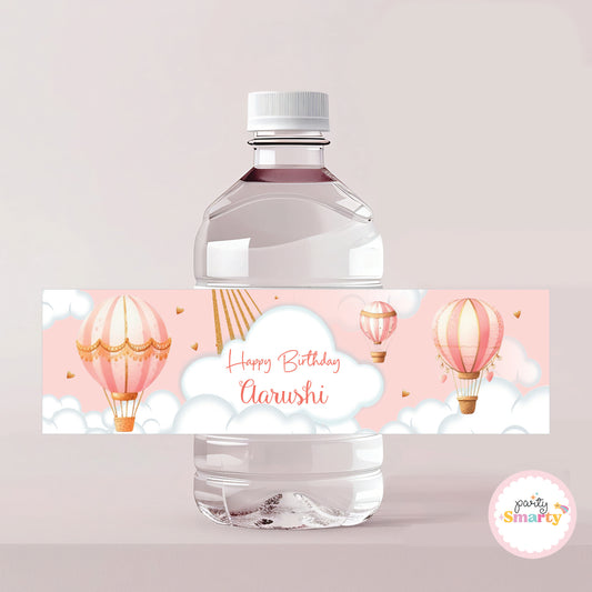 Hot Air Balloon Pink Bottle Labels - Set of 10