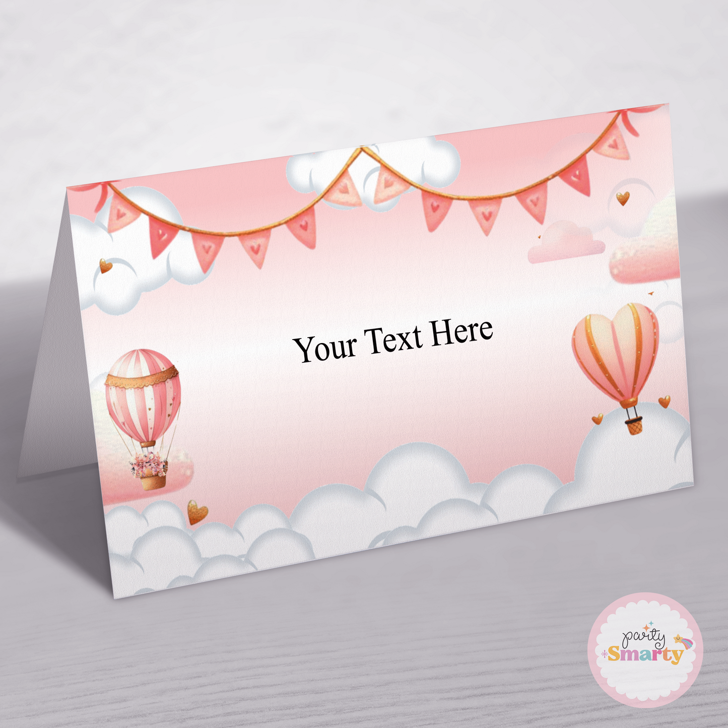 Hot Air Balloon Pink Food Tags - Set of 12