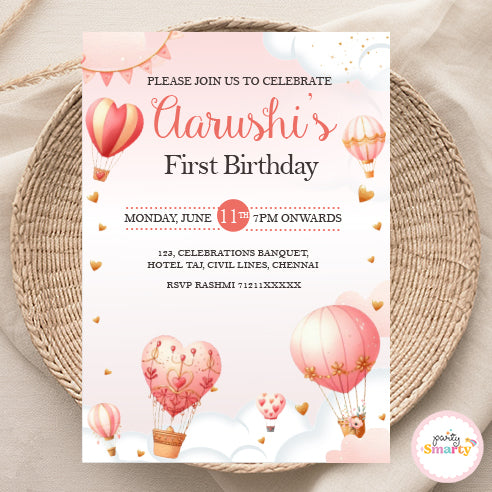 Hot Air Balloon Pink Invite