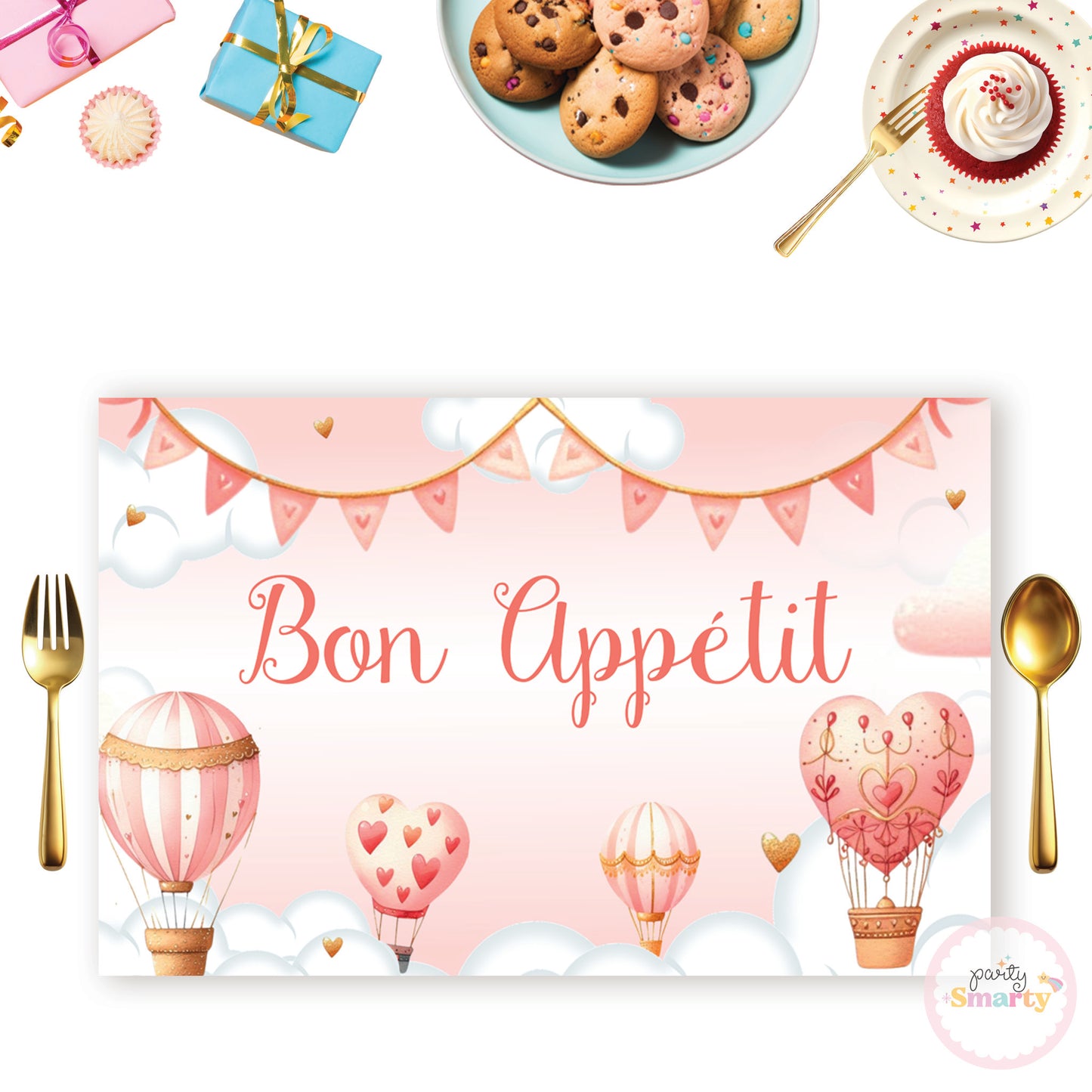 Hot Air Balloon Pink Table Mats - Set of 6