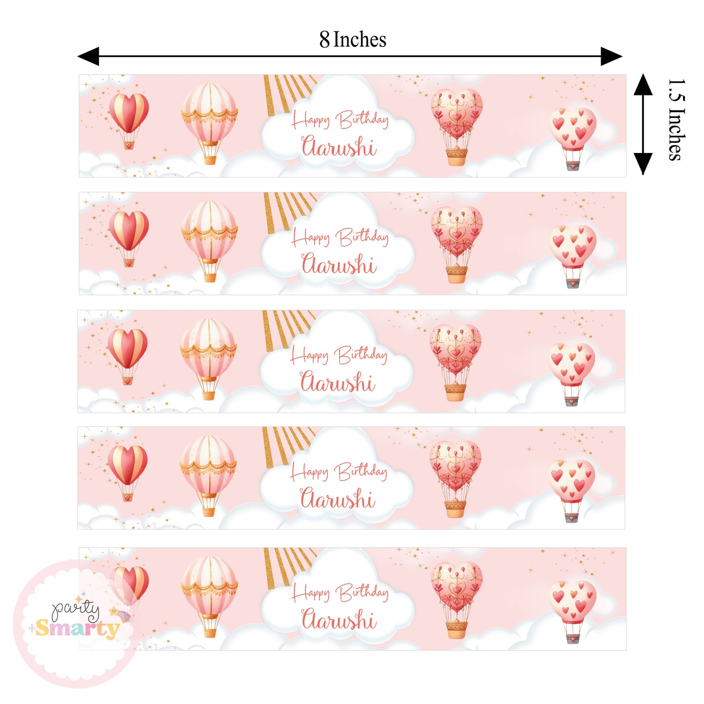 Hot Air Balloon Pink Wrist Bands - Set of 10