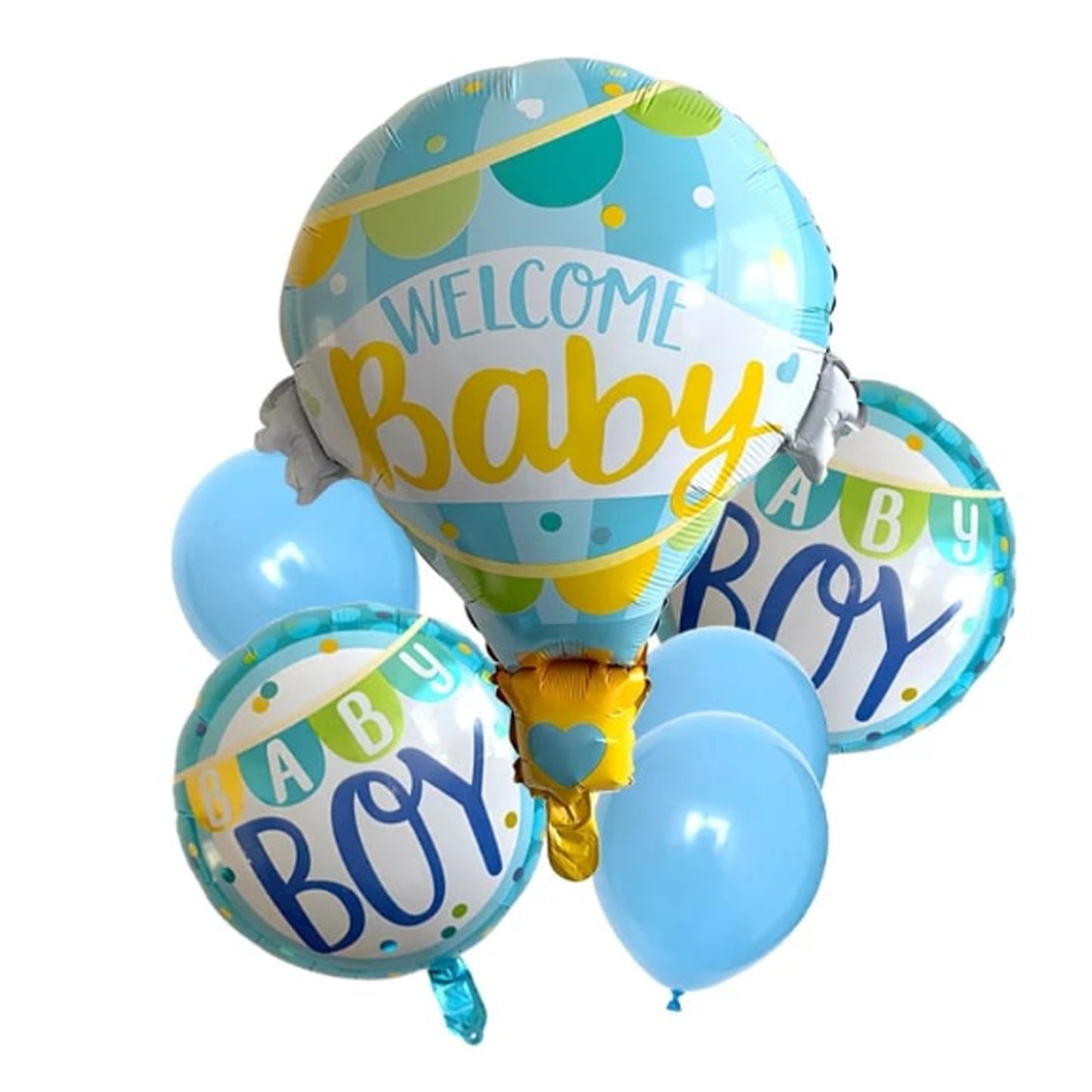 Hot Air Balloon Baby Boy Welcome Foil Theme Balloons (Set of 6)