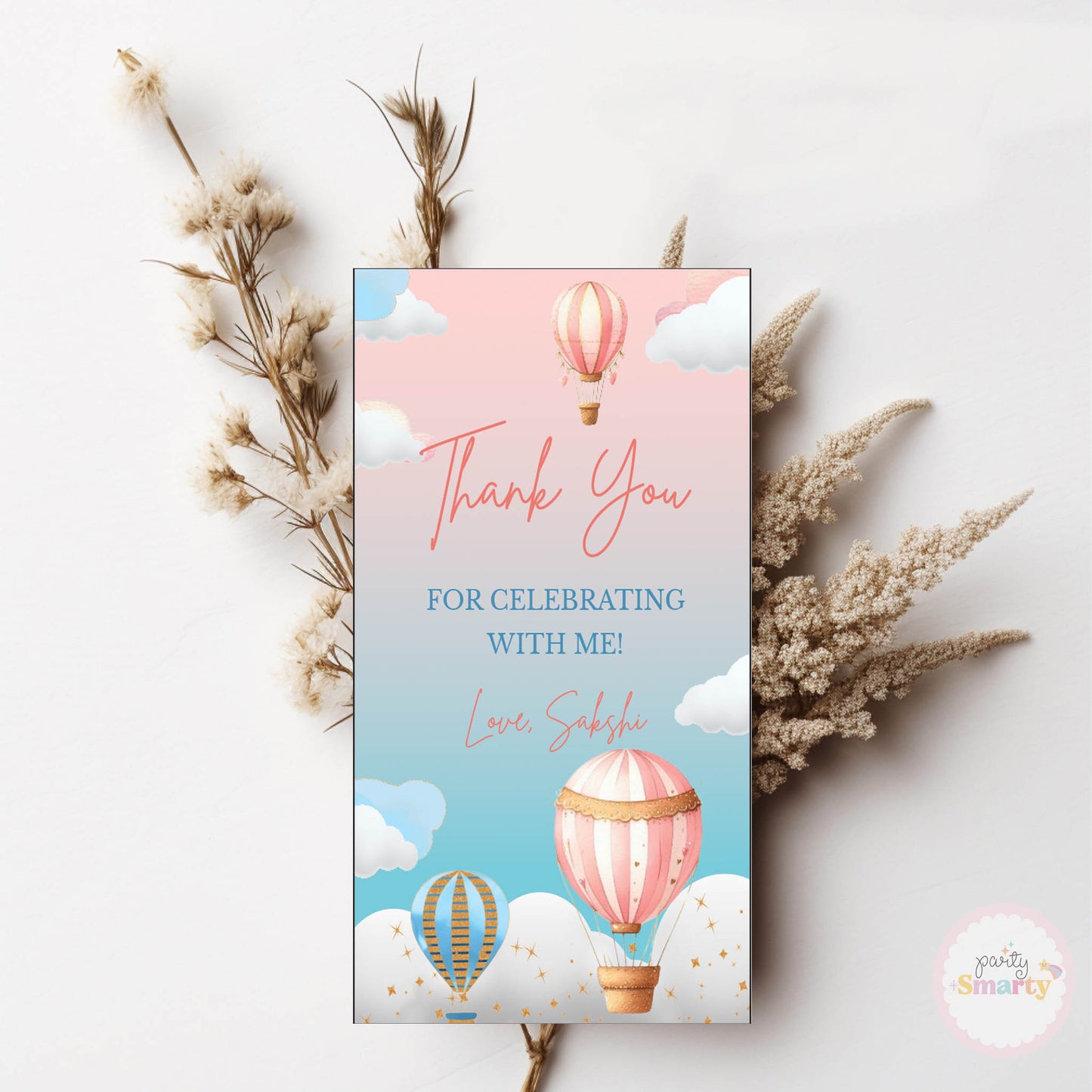 Hot Air Balloon Baby Shower Thank You Tags - Set of 22