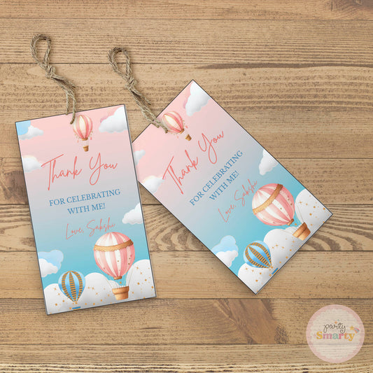 Hot Air Balloon Baby Shower Thank You Tags - Set of 22