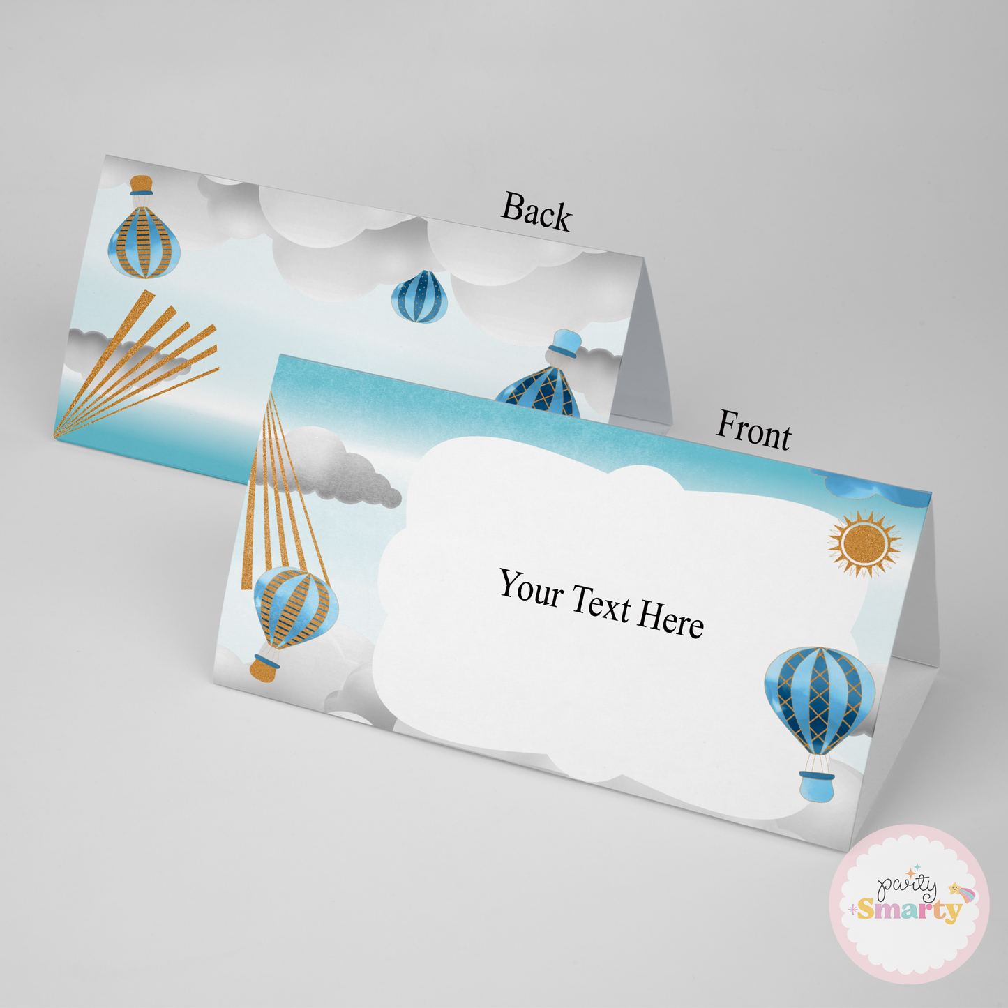 Hot Air Balloon Blue Food Tags - Set of 12