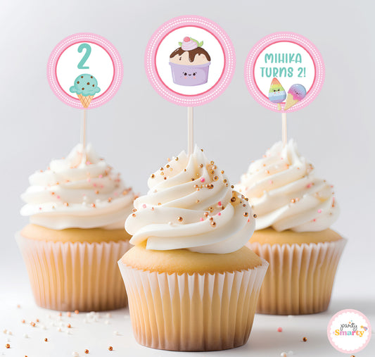 Icecream Cupcake Toppers (Set Of 12)