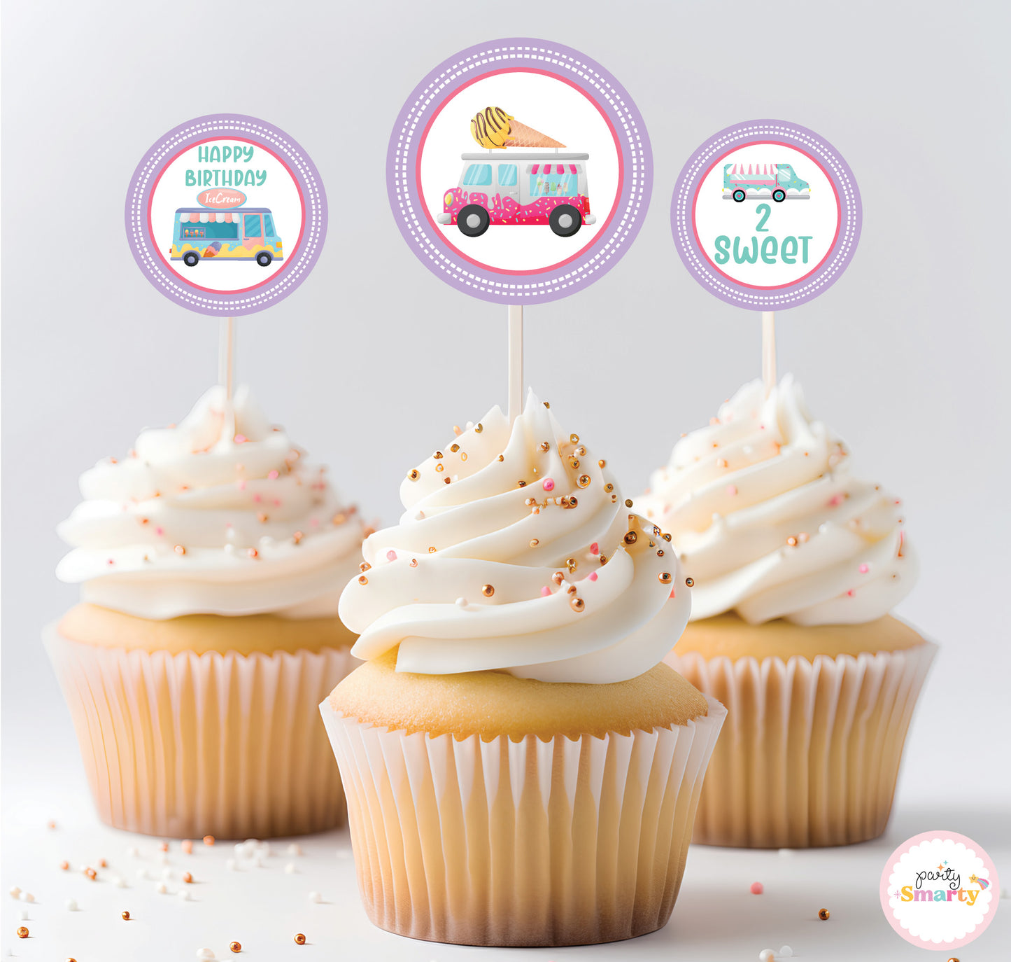 Icecream Cupcake Toppers (Set Of 12)