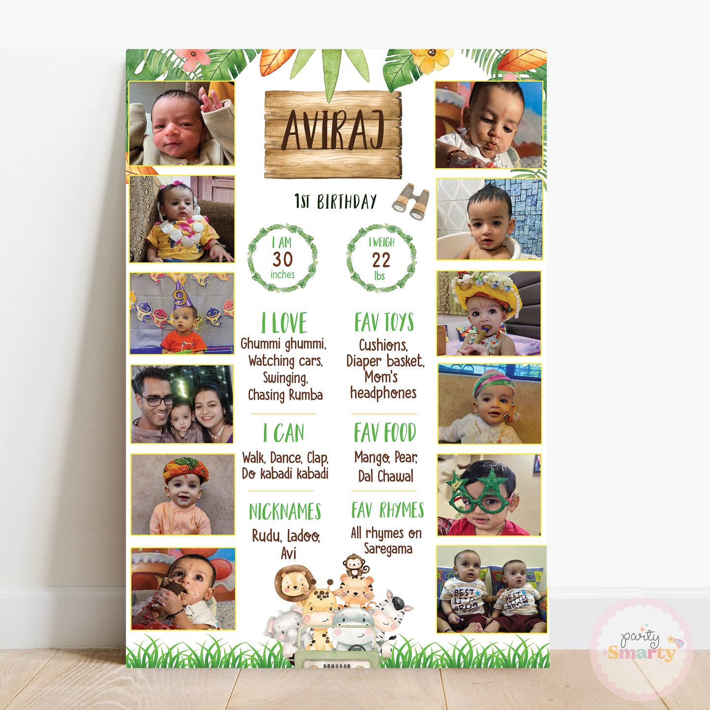 Jungle Chalkboard with Photo White