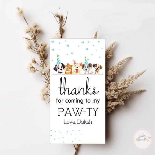 Let's Paw-ty! Thank You Tags - Set of 22