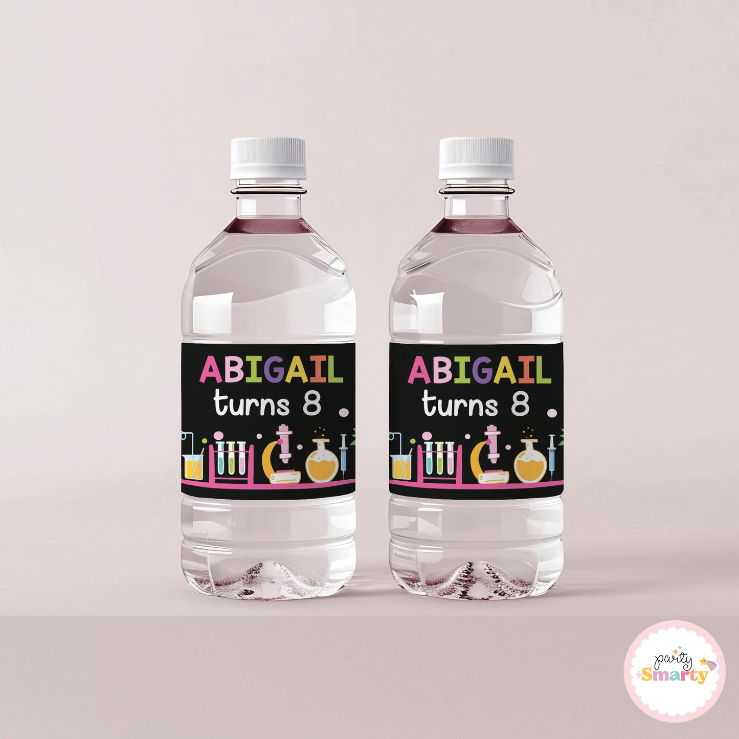 Mad Scientist Girl Bottle Labels - Set of 10