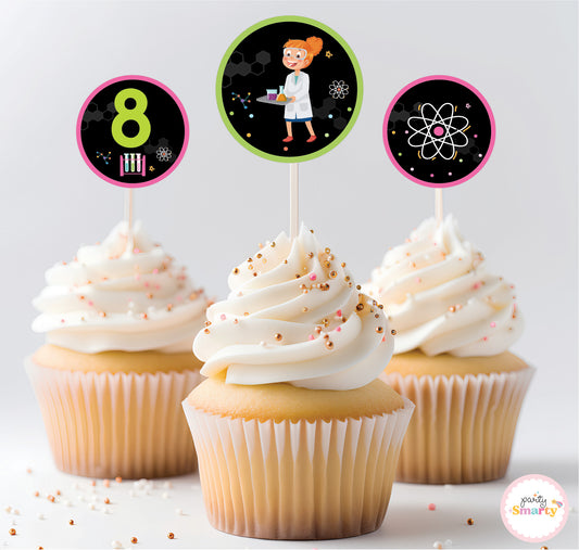 Mad Scientist Girl Cupcake Toppers (Set Of 12)