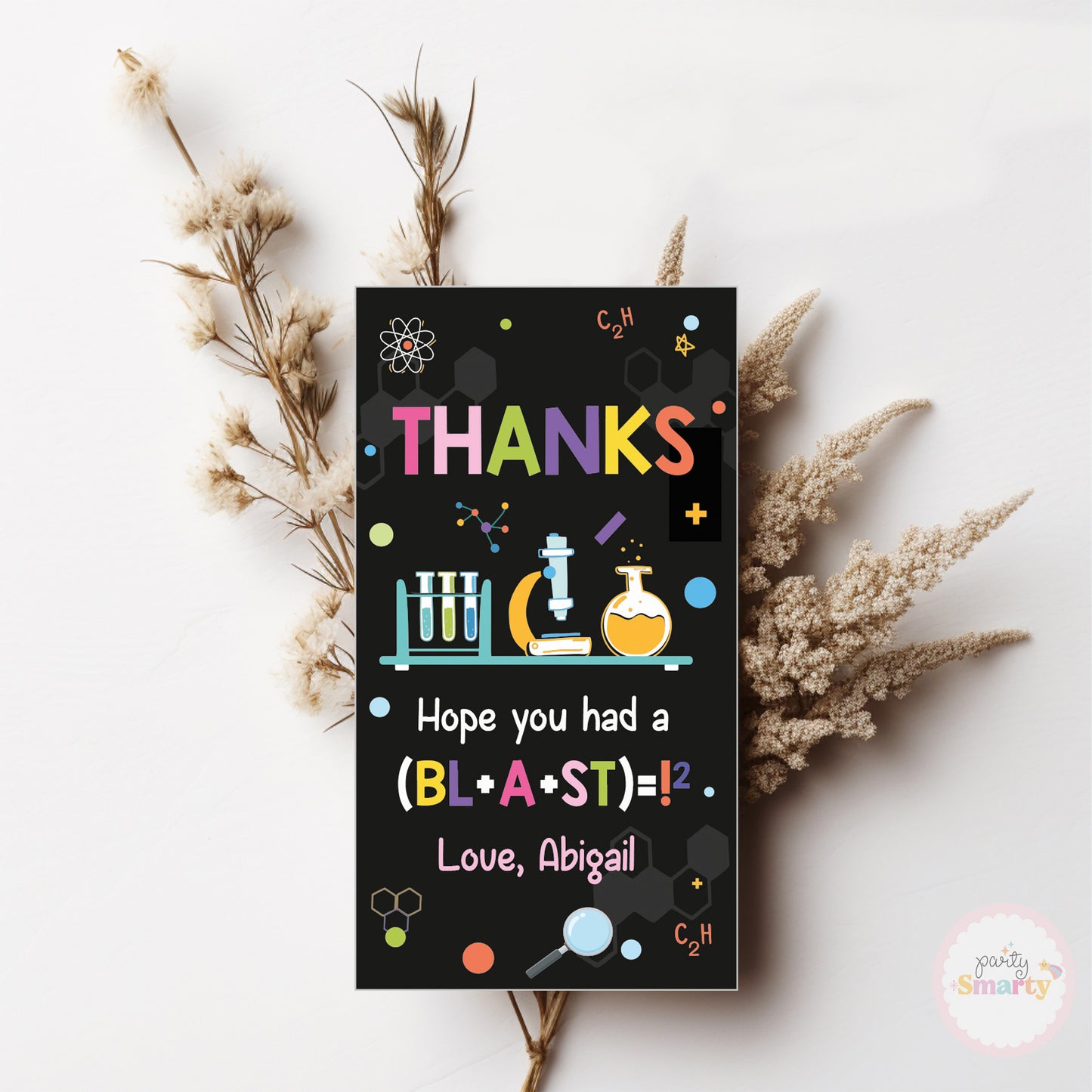 Mad Scientist Girl Thank You Tags - Set of 22