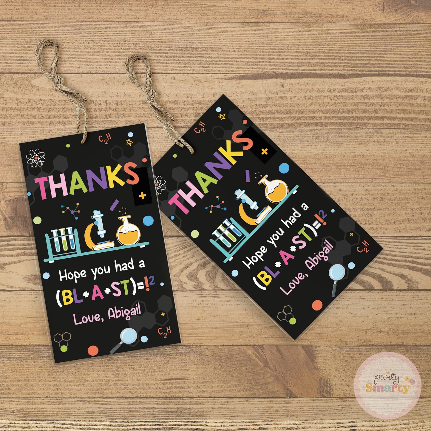 Mad Scientist Girl Thank You Tags - Set of 22