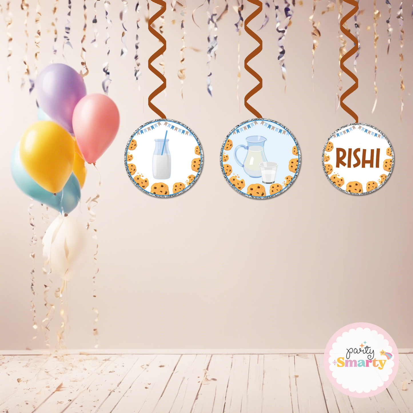 Milk & Cookies Blue Danglers - Set of 6