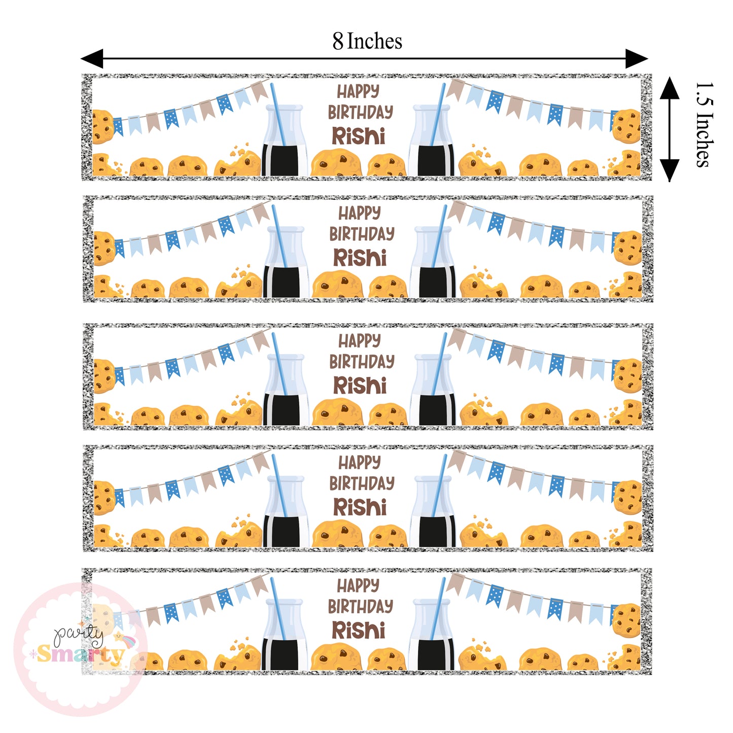 Milk & Cookies Blue Wrist Bands - Set of 10