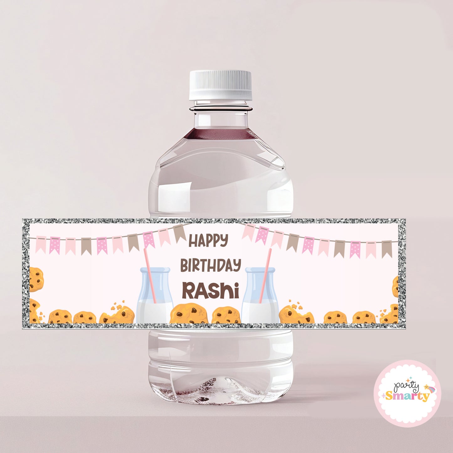 Milk & Cookies Pink Bottle Labels - Set of 10